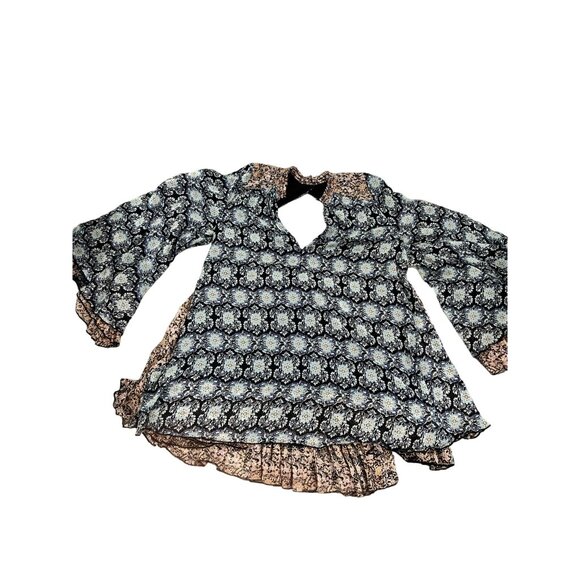 Free People Gabi Floral Print Tunic Dress Black Multi piece - Size Large - Picture 11 of 11